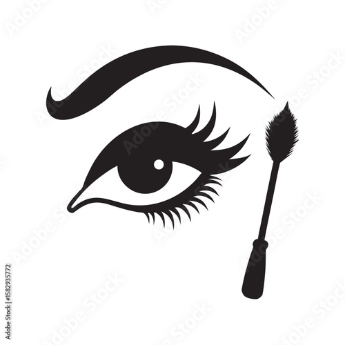 Makeup Brush Touching Woman Eye