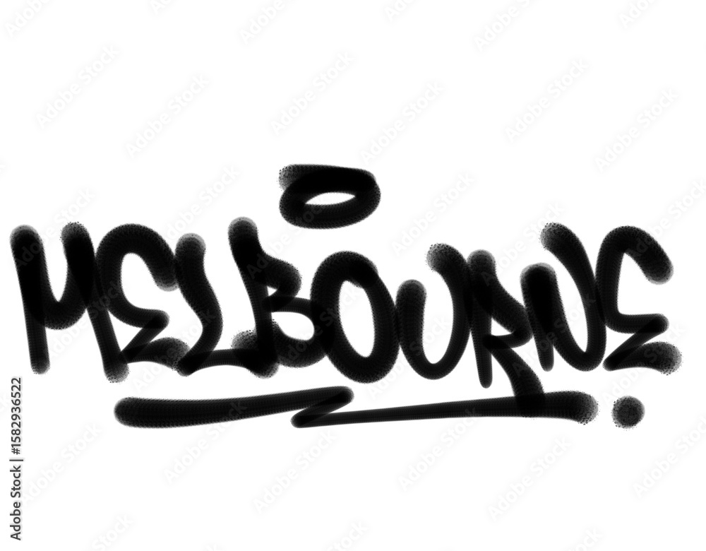 Naklejka premium textures sprayed graffiti tagging letters MELBOURNE city name isolated design in black