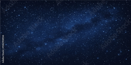 An abstract dark blue starry night sky with a cosmic galaxy illustration