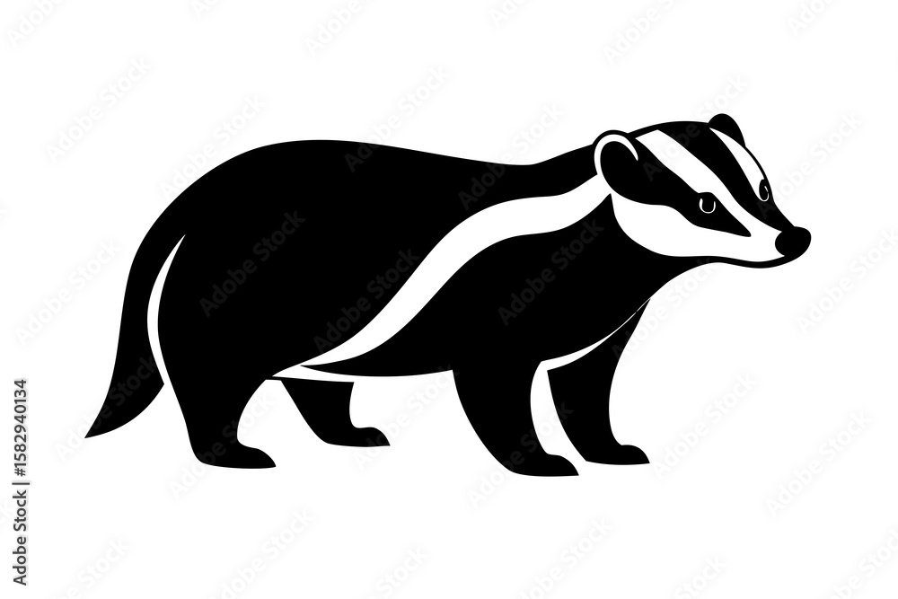 Obraz premium Badger standing vector silhouette