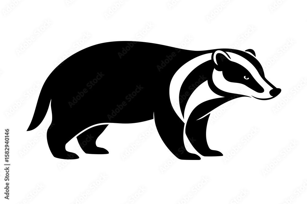 Fototapeta premium Badger standing vector silhouette
