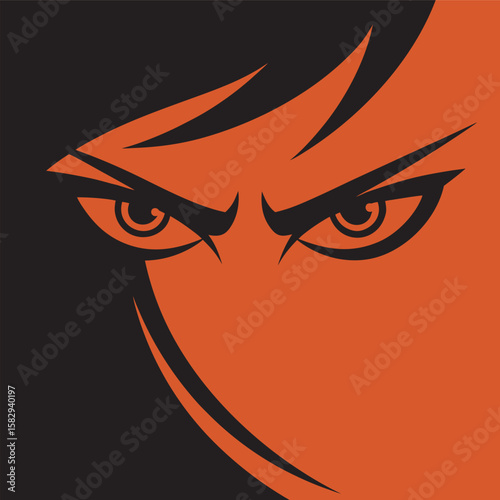 Angry Woman Eye Brow Expression Silhouette