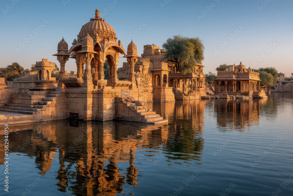 Fototapeta premium beautiful ancient temple in the lake