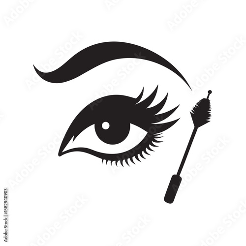 Cosmetic Brush With Woman Eye Silhouette