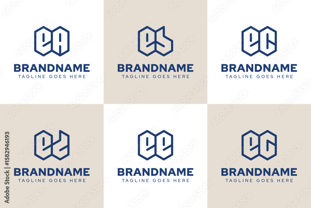 Fototapeta premium Letters EA EB EC ED EE EG Geometric Logo Set, for AE BE CE DE EE GE initials