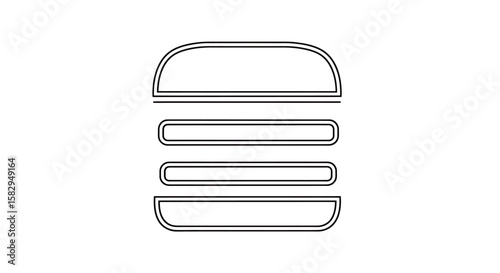 Simple Line Art of a Burger Icon, Food Illustration, Outline Style asd (93).eps