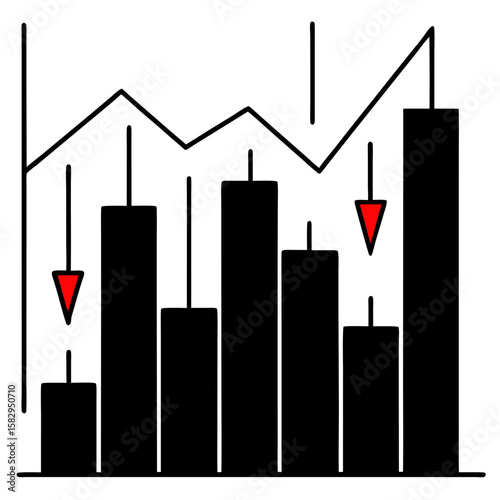 Dramatic 3d red arrow graph plunging downwards indicating financial decline