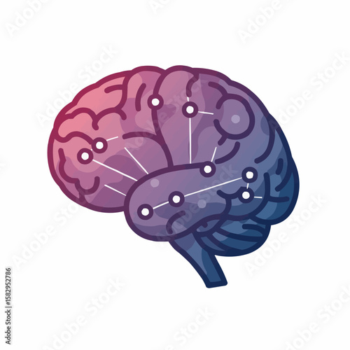 Brain illustration with connected dots, science and technology concept, mind intelligence