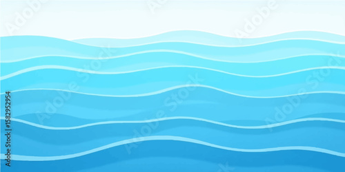 Dynamic blue ocean waves flow in a vibrant, natural pattern, perfect for a summer background design