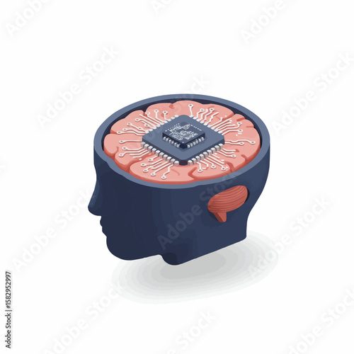 Artificial intelligence brain concept with digital circuit and head silhouette