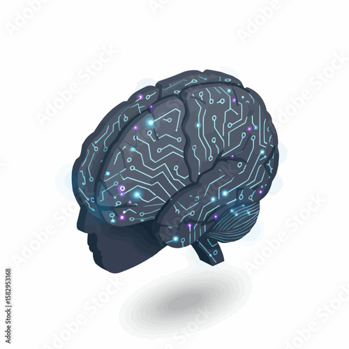 Brain Artificial Intelligence Concept Digital Circuitry Technology Innovation Future