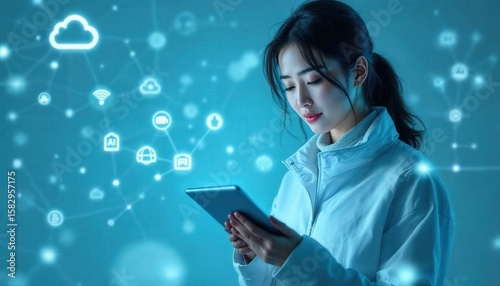 young woman with tablet pc