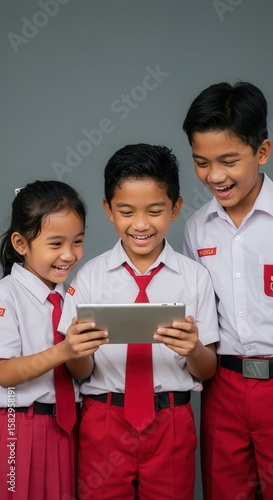 happy children with a blank card