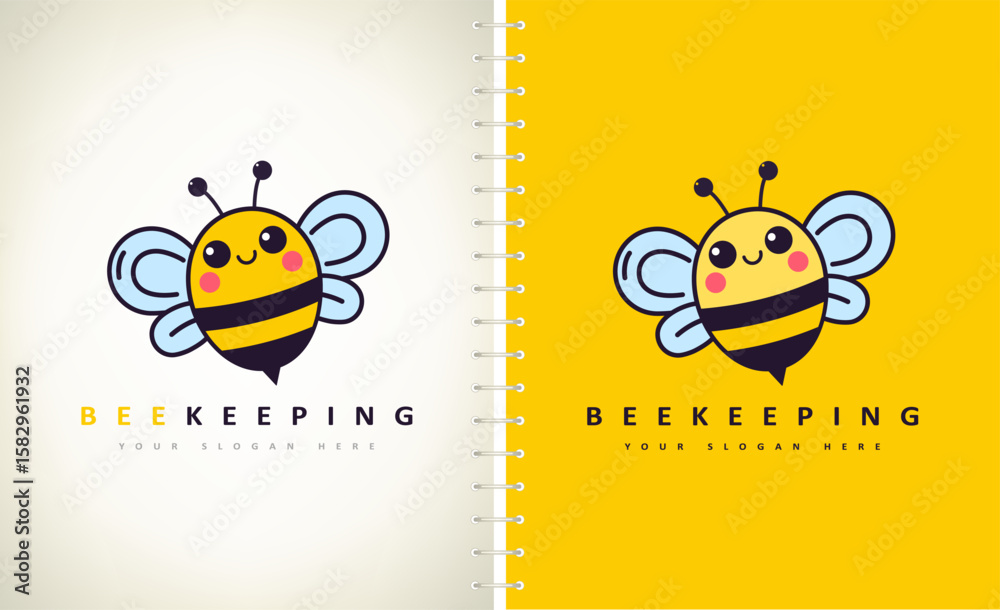 Obraz premium Bee logo vector. Beekeeping design. Insect illustration