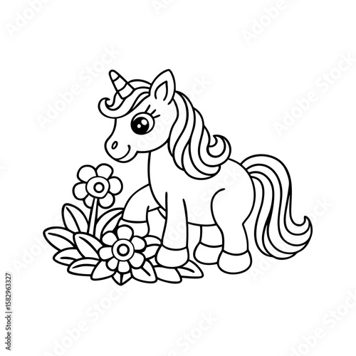 Printable Unicorn Drawing on the Sky Coloring Page
