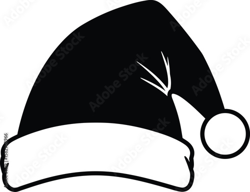 Vector solid black icon for Santa hat  