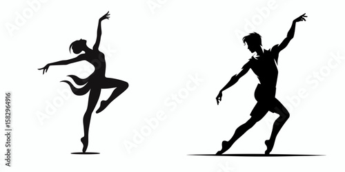 A Dancer practicing routine. Career Job Profession Occupation Employment Work Clipart Line Art Vector Illustration. Artist motion exercise honing choreography perfecting dance action.