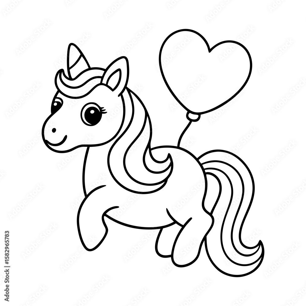 Fototapeta premium Printable Unicorn with Spring Flowers Coloring Page