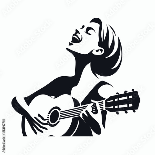 A Musician expressing joy. Career Job Profession Occupation Employment Work Clipart Line Art Vector Illustration. Player feeling happy performer showing enjoyment music talent with elation.