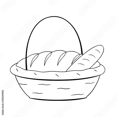 Bread basket with loaves of bread in a simple design  