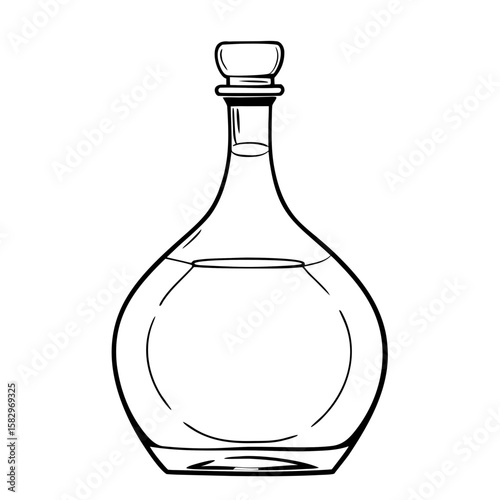 Clear glass brandy bottle in minimalist outline design  