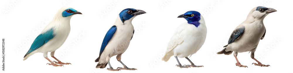 Fototapeta premium Bali Starling, colorful tropical bird on transparent background with colorful feathers.