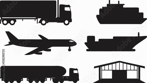 Silhouette Transportation and Delivery Icons