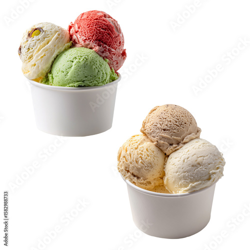 Two Cups of Mixed Flavor Ice Cream
