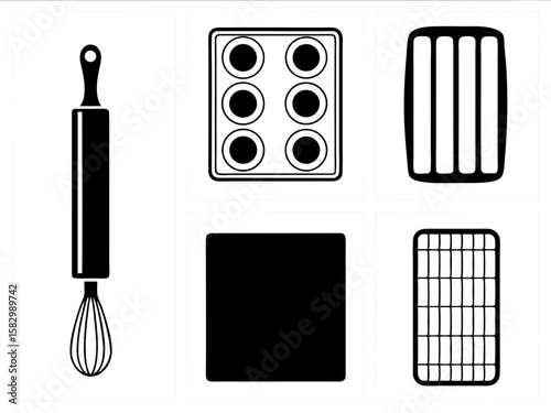 Collection of baking utensils and tools for culinary creations