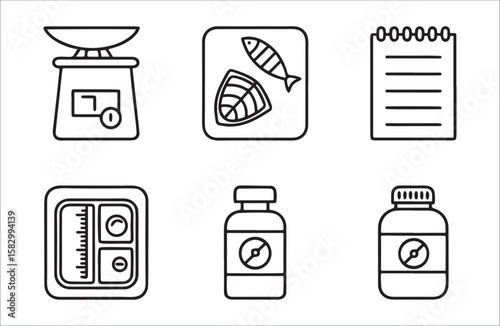 Kitchen scale fish notebook measuring device medication bottles
