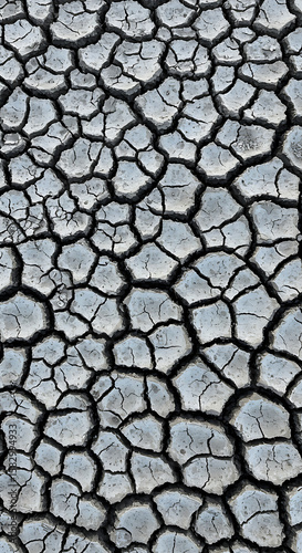 Close-Up View of Cracked, Dry, Parched Earth Surface