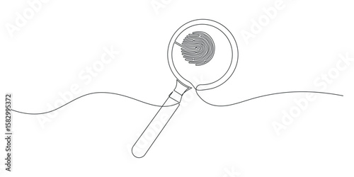 Magnifying glass one line drawing. Continuous one line hand drawing of loupe. Searching icon for education, business, science, search discovery Design element Editable stroke vector illustration