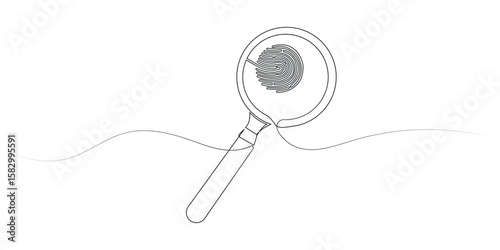 Continuous one line drawing magnifying glass symbol concept vector illustration, Continuous one line drawing of magnifying glass lens, Vector illustration.