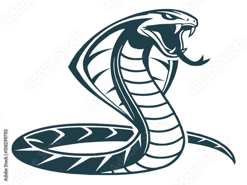Aggressive Cobra Emblem Design in Monochrome Style