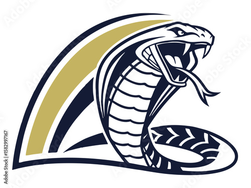Aggressive Cobra Emblem Design in Monochrome Style