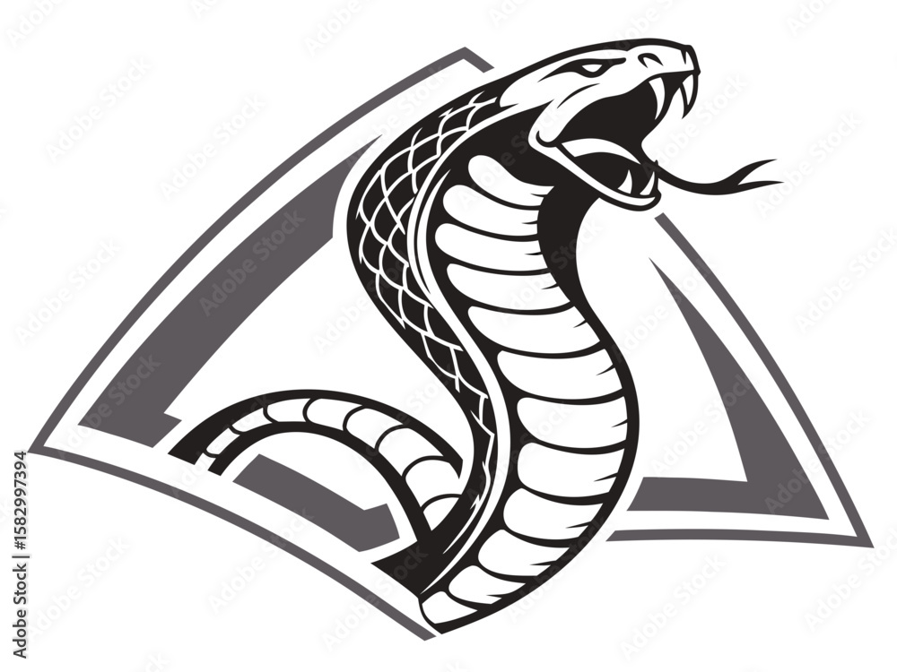 Fototapeta premium Aggressive Cobra Emblem Design in Monochrome Style