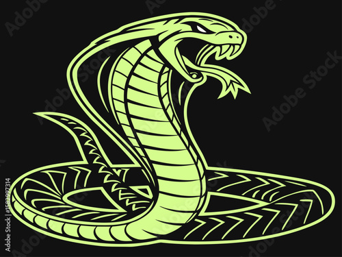Aggressive Cobra Emblem Design in Monochrome Style