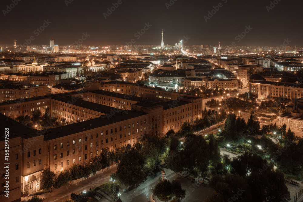 Fototapeta premium captivating series of night landscapes showcasing top cities of commonwealth of independent states featuring