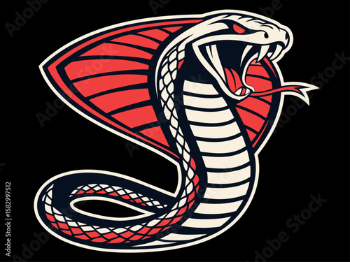 Aggressive Cobra Emblem Design in Monochrome Style