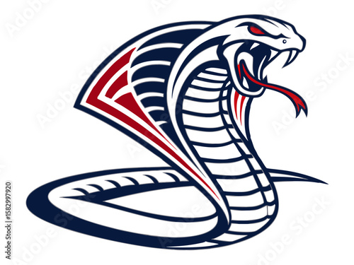 Aggressive Cobra Emblem Design in Monochrome Style