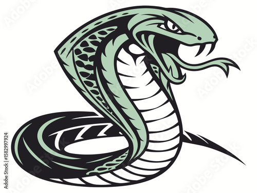 Aggressive Cobra Emblem Design in Monochrome Style
