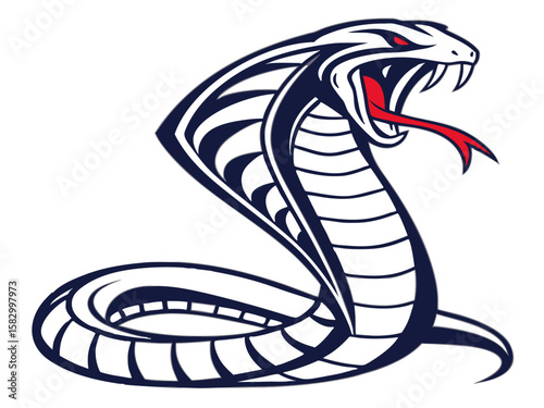 Aggressive Cobra Emblem Design in Monochrome Style