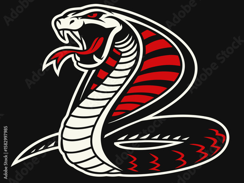 Aggressive Cobra Emblem Design in Monochrome Style