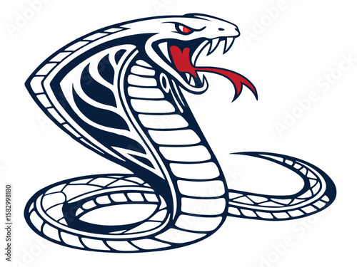 Aggressive Cobra Emblem Design in Monochrome Style