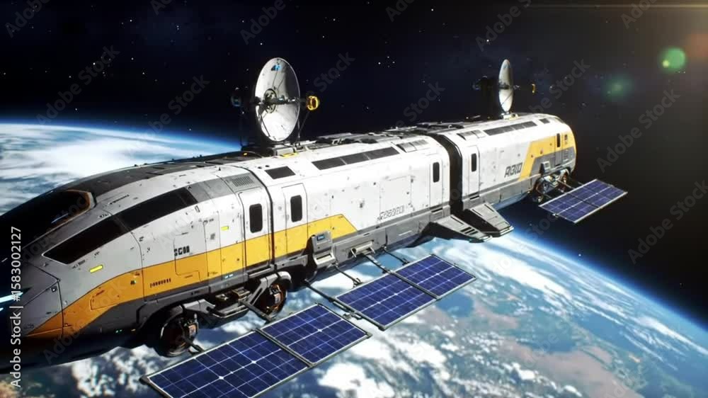 custom made wallpaper toronto digitalSatellite Aircraft Orbiting Earth in Space