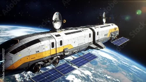 Wallpaper Mural Satellite Aircraft Orbiting Earth in Space Torontodigital.ca