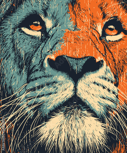 Lion Face Portrait Illustration