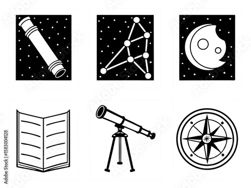 Collection of astronomical tools and celestial objects for exploration