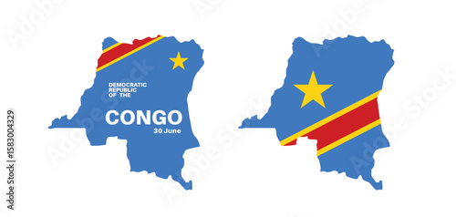 Set of isolated democratic republic of the congo maps. congo flag overlaid with flag proportions. Maps and traveling around the world