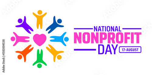 National Nonprofit Day background, banner or poster design template. observed every year in August. Holiday concept. Use to any Template, card, poster, placard, template.